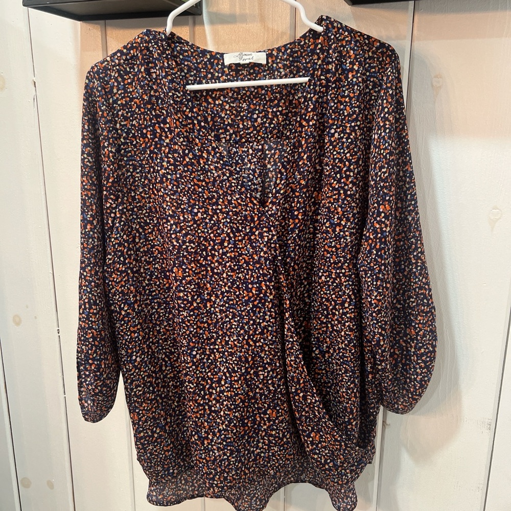 Beacon Navy and Orange Patterned Blouse